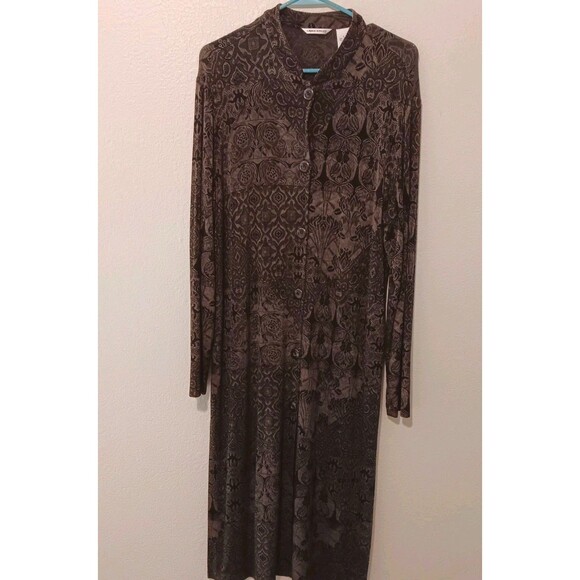 Vtg Laura Ashley Sz L Button-Front Midi Dress Olive Black Mixed Floral... - Picture 1 of 13